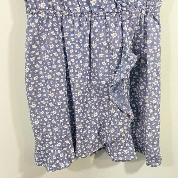 J Crew Women's Chambray Mini Floral Faux Wrap Dress Size S - Picture 4 of 7
